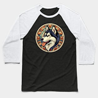 Husky Dog Lovers Art Nouveau Style - Siberian Husky Baseball T-Shirt